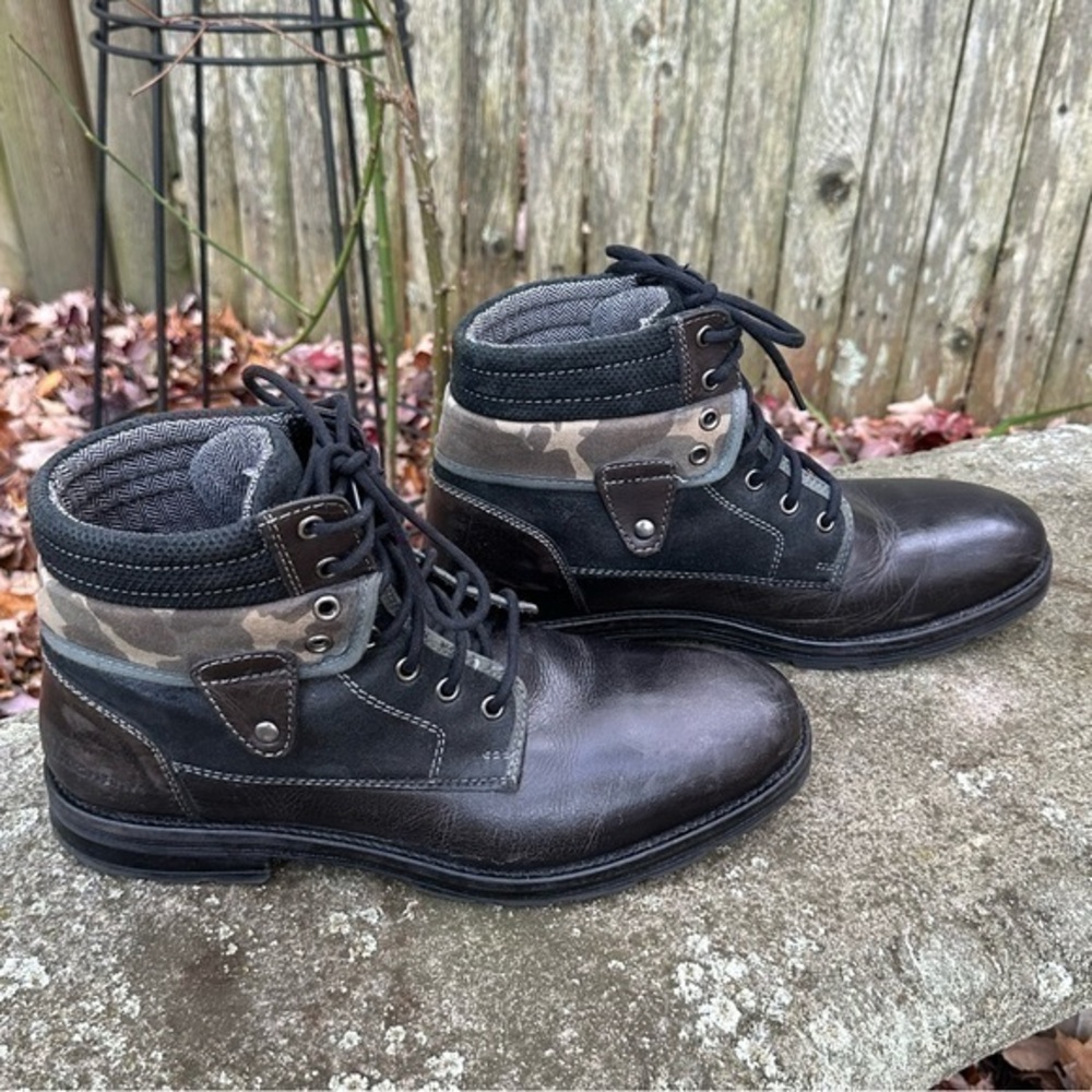 UNIONBAY Men’s Distressed Leather Mid-Top Boots - Size 11 - Picture 4 of 10